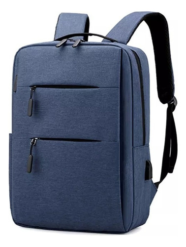 Mochila C/ Usb. Porta Laptop Cierres Color Azul