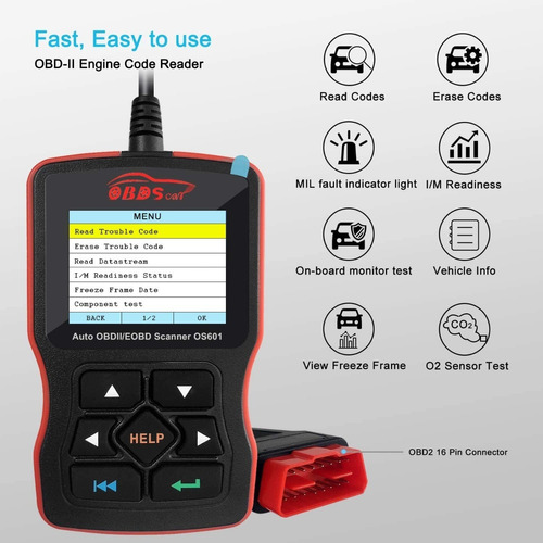 Escaner De Código De Error Del Motor Obdscar Os601 Eobd Obd2