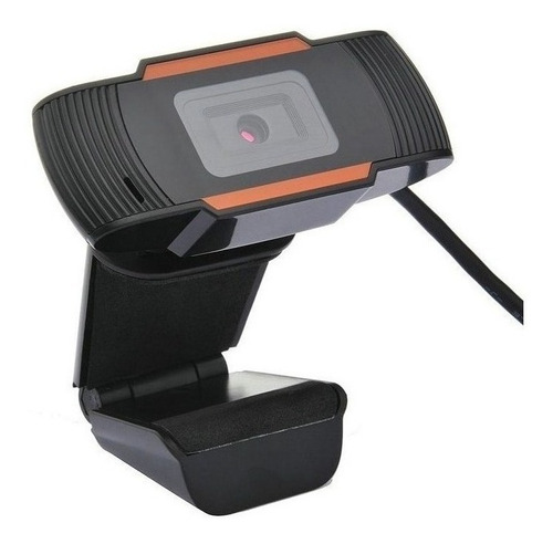 Webcam Full Hd 720p Usb Mini Packing Para Vídeo Chamada Cor Preto com Laranja