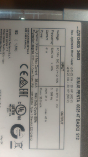Inversor D Frequência Santerno Sinus Penta 0025 4t Ba2k2 S12