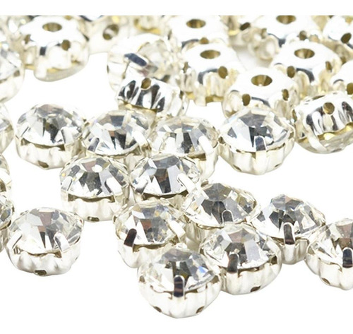 YYCRAFT 200 piezas de cristal checo para coser en diamantes de imitación con base de latón chapado en plata 6 mm 