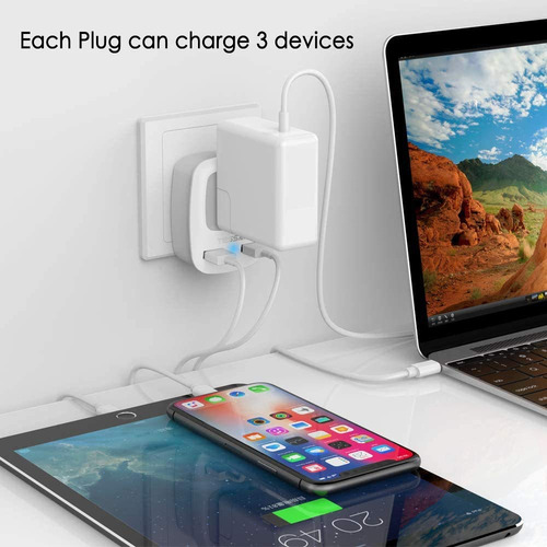 Adaptador De Enchufe De Viaje Tessan Tipo G Con 2 Usb Para N