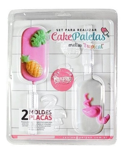 Imagen 3 de 7 de Set De 2 Moldes Cakepaletas Tropical Parpen