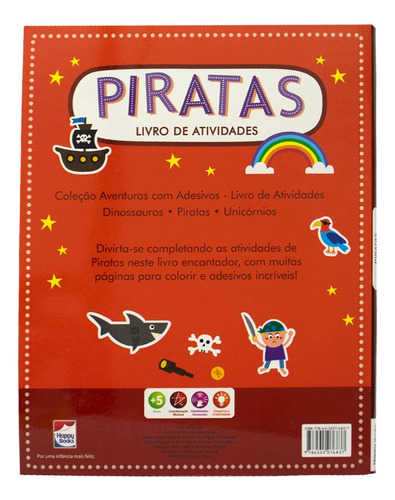 Aventuras Com Adesivos - Livro De Atividades: Piratas, De Koral Books. Editorial Happy Books, Capa Mole Em Português
