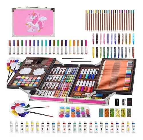 Kit de Dibujo, Set de Arte Profesional 145 Pcs,Kit de Arte Profesional  Plegable, Ideal Regalo para Niños, Suministros de Arte Escolar,  Estudiantes, Principiantes y Artistas, Moda de Mujer