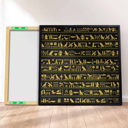 Imagem 1 de 4 de Quadro Canvas Premium 40x40 - Hieroglifos Egípcio Egito M2