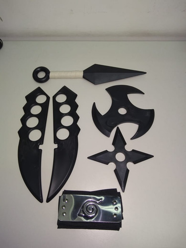 Pack Naruto Vincha + Cuchillas + Kunai + Shuriken - Plastico