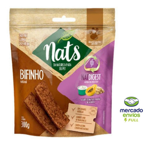 Bifinho Natural Snacks Super Premium Nats 300g Petisco Cães Sabor Natdigest