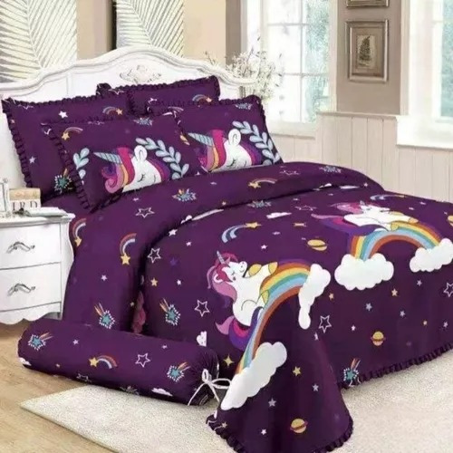 Cubrecama Verano Quilt De Niñas Unicornio Arcoiris 230x180cm