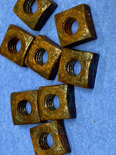 8 Vintage Rusty Crusty Square Nuts 1/4 Coarse Antique R Bbc