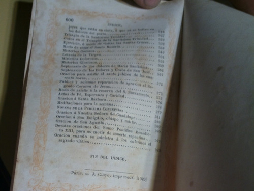 Oficio Divino. Muy Antiguo Simil Marfil Labrado Año 1869 (Usado)