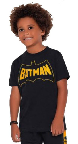 Camiseta Manga Curta Batman Fakini 02452  Preto - Tam 4 À 10