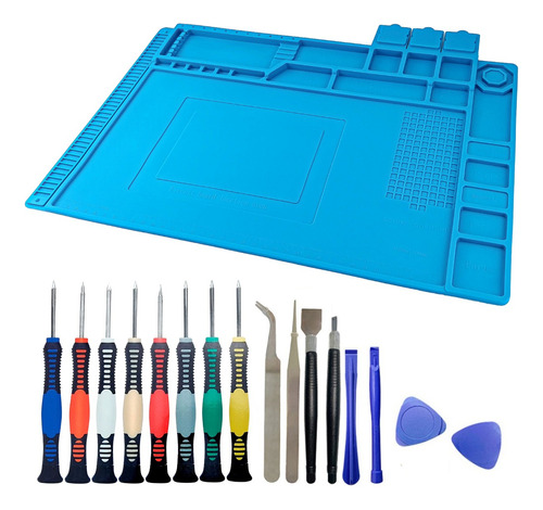 Kit Manta Antiestática 45x30cm Chaves De Precisão 16 Peças