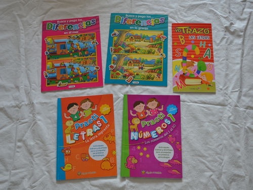 Lote Libros Infantiles Actividades Letras Números Stickers