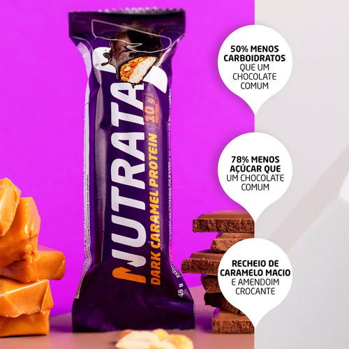 Barra De Proteína Dark Caramel Display C/12 45g Nutrata