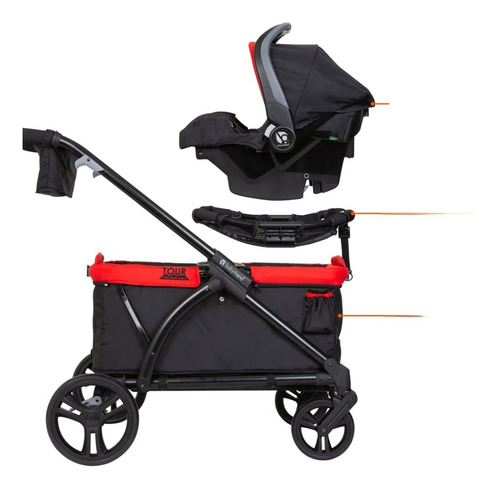 Carreola, Carrito Para Bebe, Baby Trend Tour 2 En 1 Rojo Negro