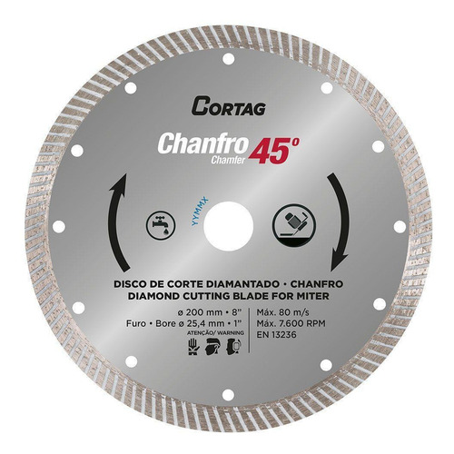 Disco Diamantado 200 Mm Linha Zapp Para Chanfro 45° Cortag