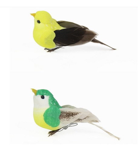 Pajaros Artificiales con Plumas Animales Artificiales para Decorar Jardín 12 Unids Pajaros Decorativos con Plumas Figuras de Pájaro Espuma 