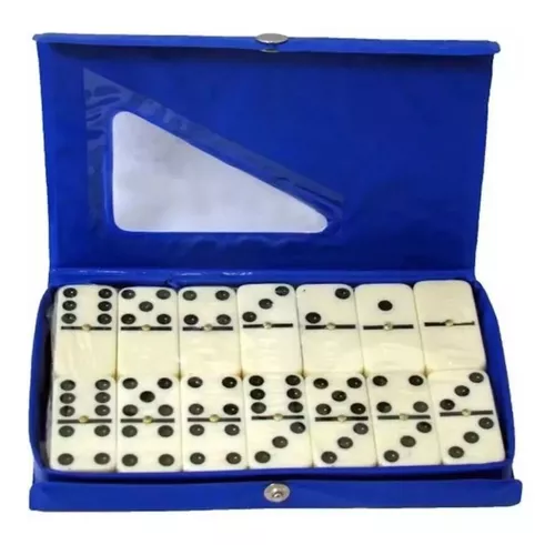 Jogo Domino Profissional Osso Colorido 28 Peças Com Estojo