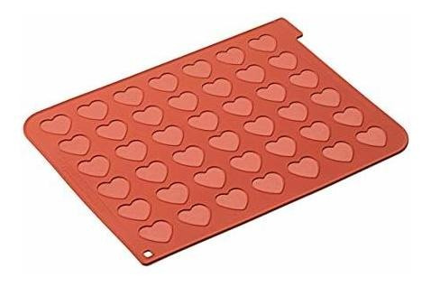 silikomart Mac03 Tapete para Realizar 42 Macarons con Forma de corazón Color Terracota 