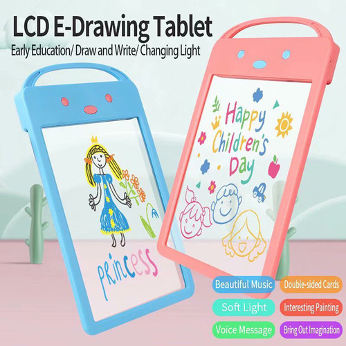 Tableta De Escritura Lcd Con Luces, Música, 6 Bolígrafos Y E