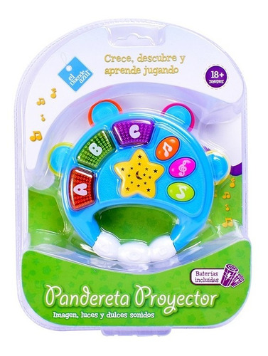 Imagen 1 de 6 de Proyector Pandereta Con Luz Y Melodias Bebe El Duende Azul