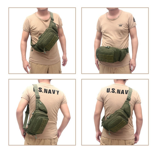 Imagen 4 de 8 de Cangurera Porta Arma Corta Verde Tactica Portacion Pistola