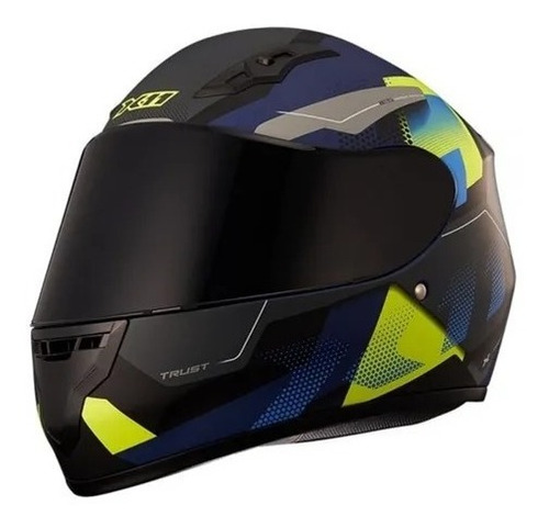 Capacete Moto X11 Trust Pro Transit Azul Neon+viseira Fume Tamanho 61