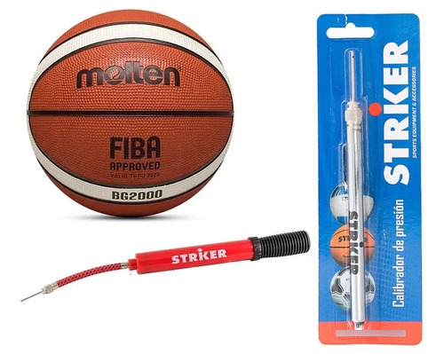 Pelota De Básquet Molten B5g2000 + Medidor + Inflador Lmr 