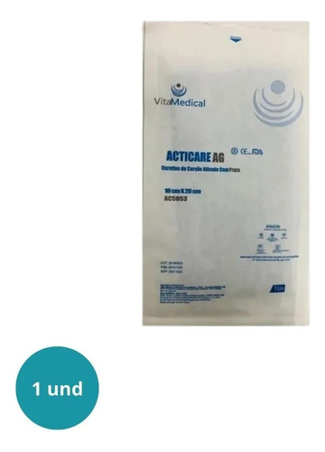 Curativo De Carvão Ativ C/ Prata Acticare Ag 10,5x20 - 5un
