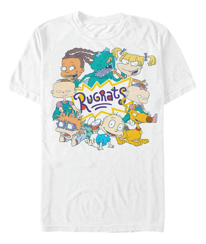 Nickelodeon Rugrats Gang Camiseta, Blanco, Mediano