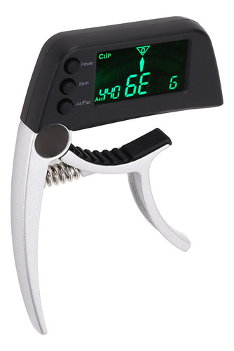 Afinador De Cejilla Para Guitarra, 2 En 1, Pantalla Lcd, Sin