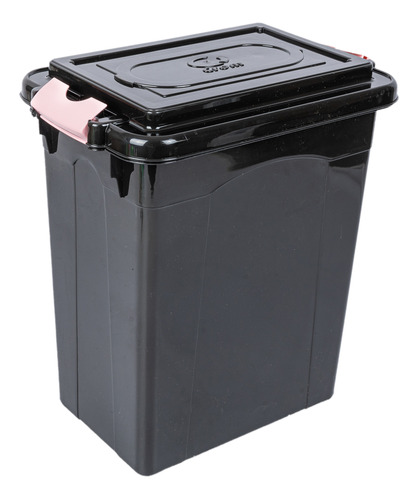 Caja Grande 16l Hermetica Negra Con Traba Rosa Crom