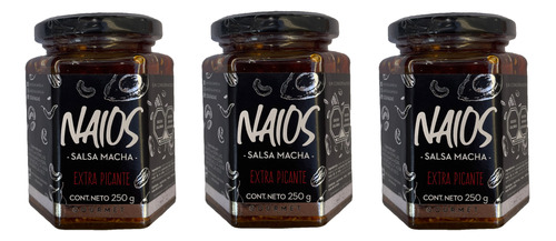 3 Pack Salsa Macha Gourmet Naios Sabor Original 250g