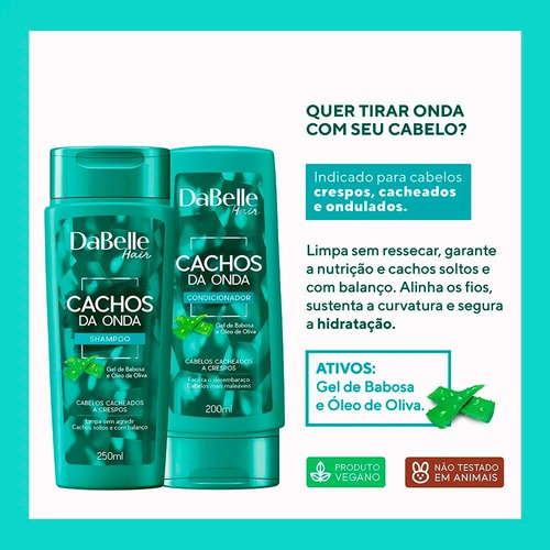 Shampoo 250ml + Condicionador Dabelle Cachos Da Onda 175ml D