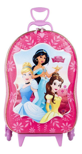 Mochila De Carrinho Princesas Infantil Em 3d Rígida