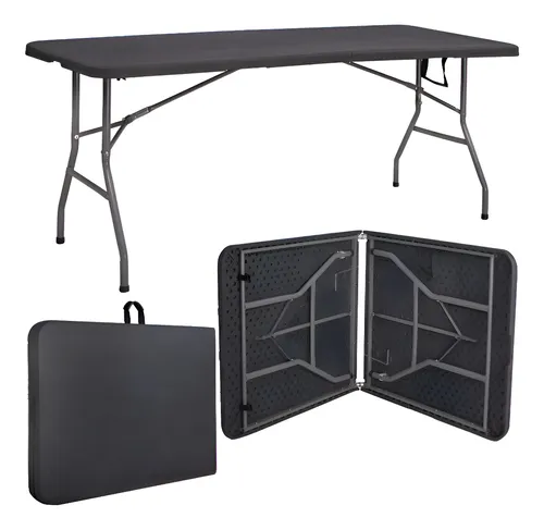 Mesa Dobrável Vira Maleta Com Alça Portátil 1.80m Para Camping Pesca Jardim Área Externa Ou Interna Salão De Festas Gourmet
