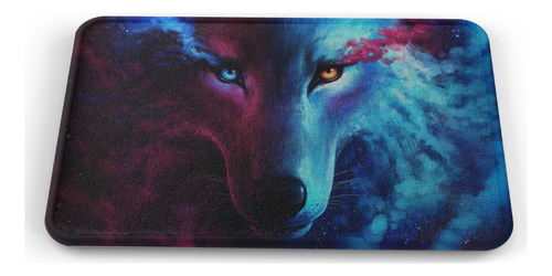 Tapete Lobo Cara Azul Ojos De Color Baño Lavable 40x60cm