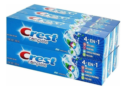 Crema Dental Crest Complete 4 En 1 De 100 Ml C/u 6 Piezas