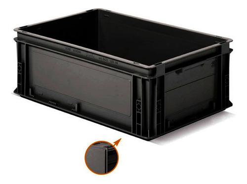 Contenedor Plástico Cajón Apilable Athena 6422p 60x40x22 Cm Color Negro