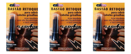 Retoque Flash On Bastão Castanho Claro - Kit Com 3un