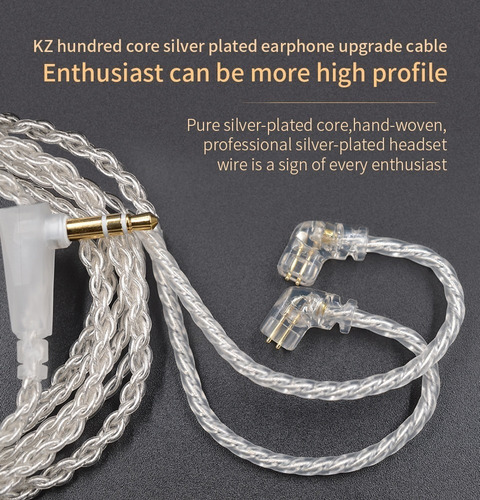 Imagen 6 de 6 de Cable Kz Premium De Plata Sin Oxigeno Con Microfono Original