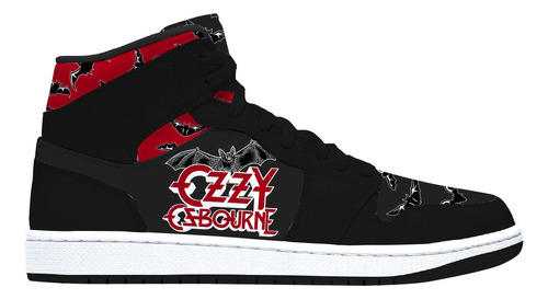 Tenis Ozzy Osbourne Negro Música Merch Hi Top Bota