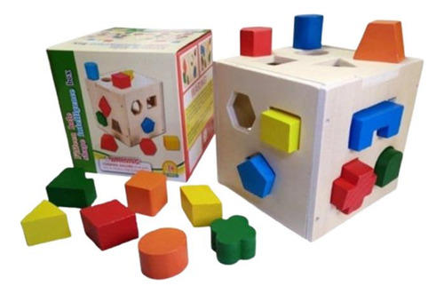Juguete De Encaje Madera Cubo Didáctico Figuras Geométricas