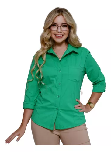 Camiseta 100% algodón de manga larga en color verde