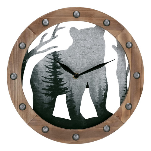 Nikky Home Reloj De Pared De Oso De Madera, Silencioso Y Hu.