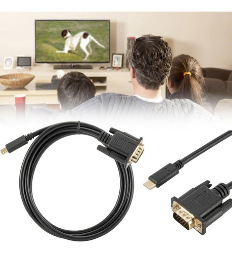 Cable Tipo C A Vga C, Convertidor Portátil Usb De 1,8 M Y 10