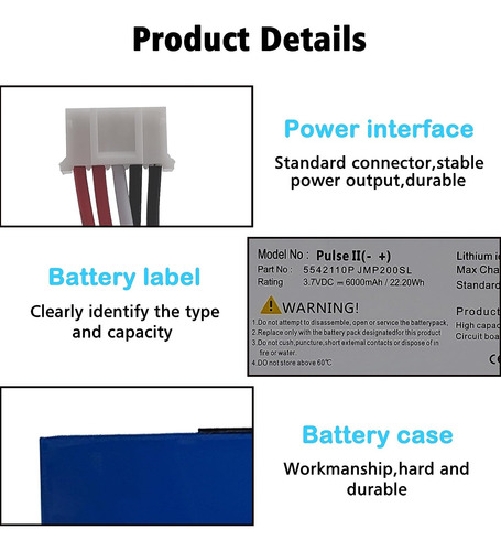 Laqueena 5542110p Batería De 6000 Mah Compatible Con Jbl Pul