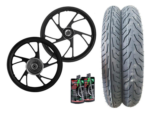 Kit Roda Shiver + 2 Pneus St600 90/90-18 80/100-18 + Brinde