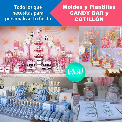 Kit Imprimible Plantillas Candy Bar Y Cotillón Editable